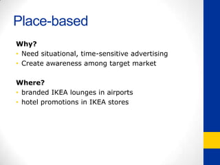 OpportunitiesCapture customer informationTarget potential IKEA customersDrive in-store salesLeveraging Marriott expansion and renovations of existing Marriott hotels