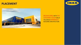 PLACEMENT
BIG BUILDING WITH EYE
CATCHING COLOR (BLUE
YELLOW) & MINIMALIS
BUILDING ARCHITECTURE