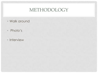 MethodologyWalk aroundPhoto’sInterview