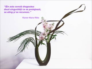 “În asta constă dragostea:
două singurătăţi ce se protejează,
se ating şi se recunosc.”

                Rainer Maria Rilke
 