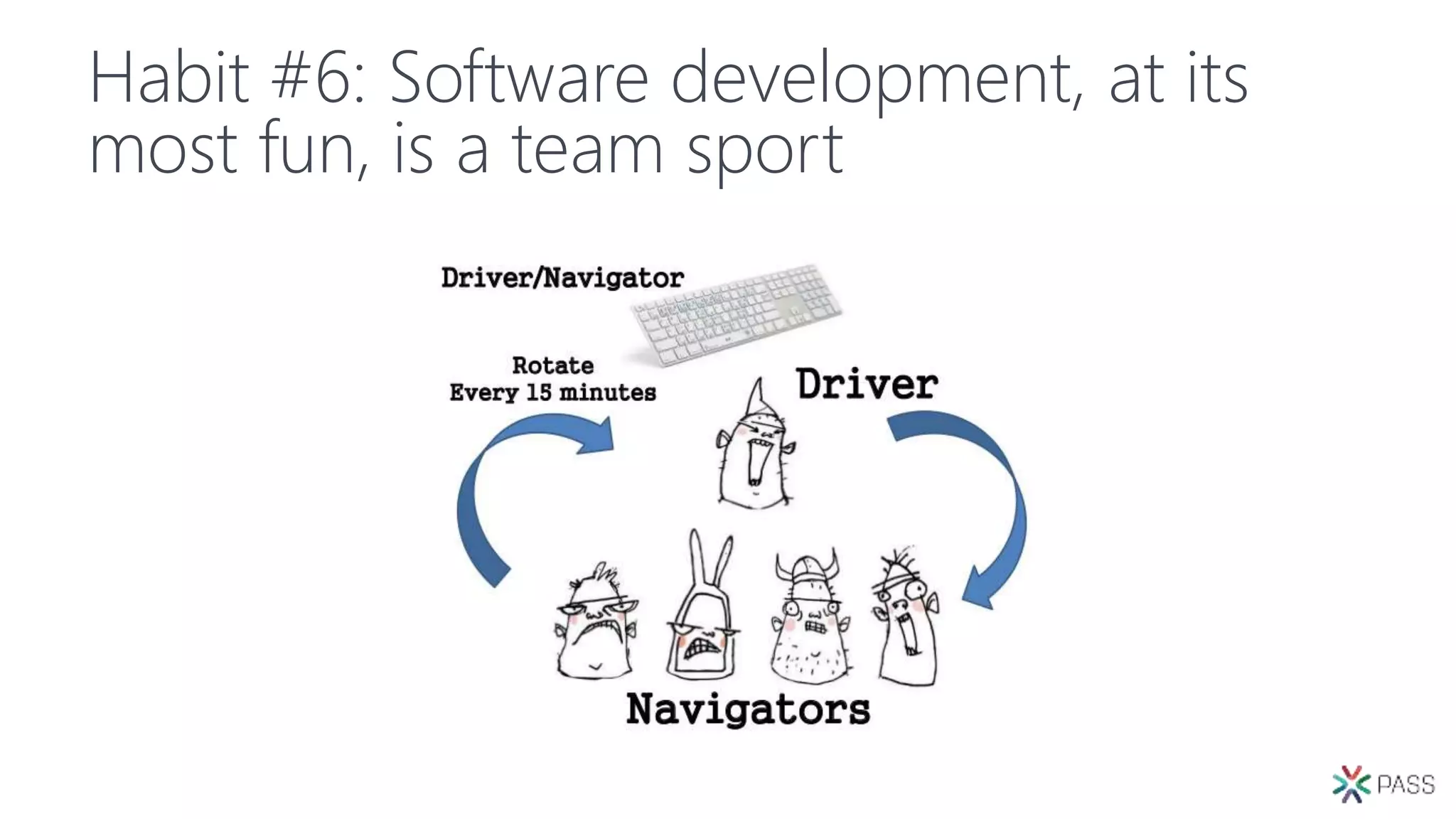 Habit #6: Software development, at its
most fun, is a team sport
 