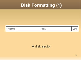 Disk Formatting (1)




     A disk sector

                      22
 