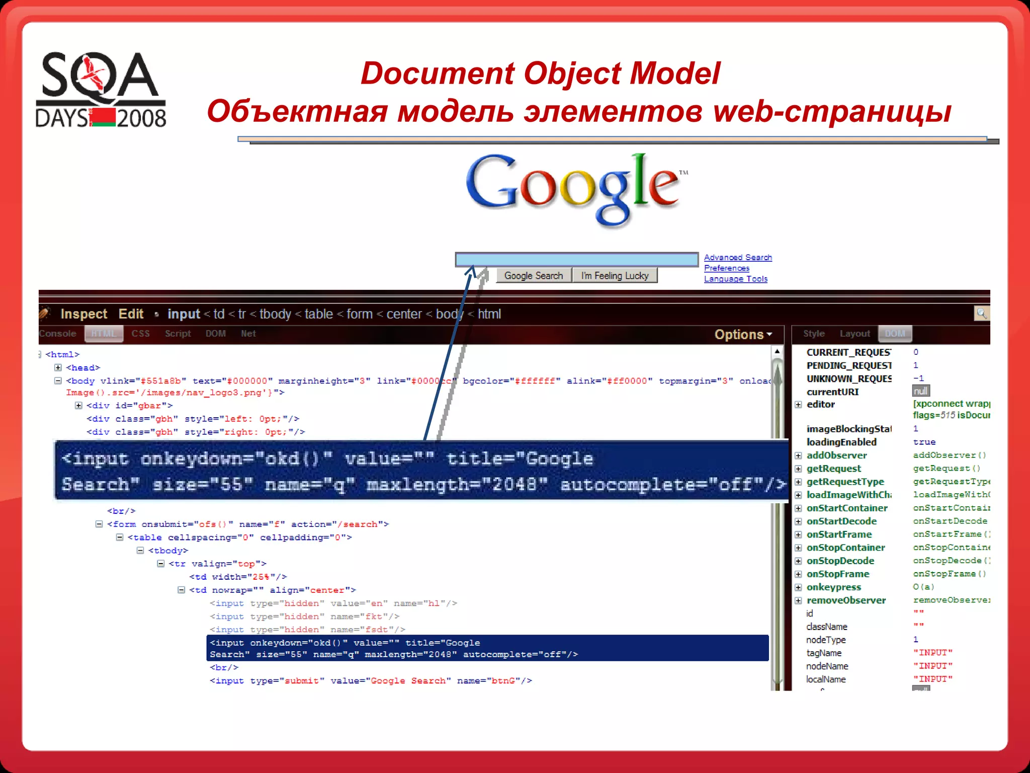 Document Object Model Объектная модель элементов  web- страницы 