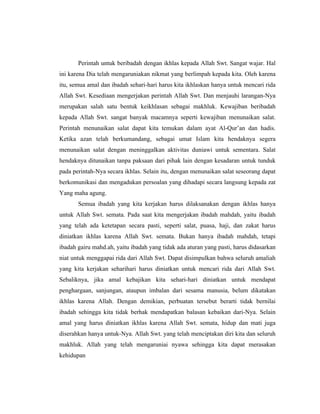 Ikhlas Dalam Beribadah