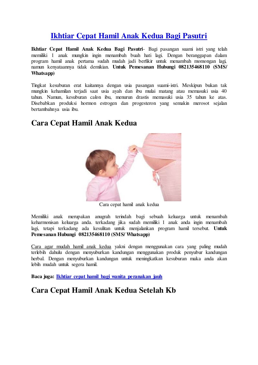 Ikhtiar Cepat Hamil Anak Kedua Bagi Pasutri Tips Hamil Lagi