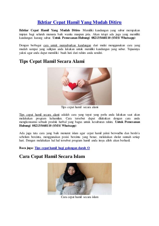 Ikhtiar Cepat Hamil Yang Mudah Ditiru Terapkan Cara Ini
