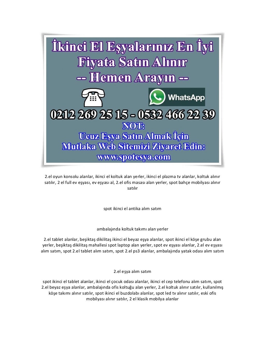 ev eşyası alanlar, 2.el ev eşyası alım satım