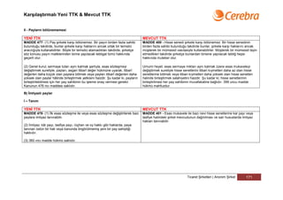 Karşılaştırmalı Yeni TTK & Mevcut TTK


II - Payların bölünememesi

YENİ TTK                                                                           MEVCUT TTK
MADDE 477- (1) Pay şirkete karşı bölünemez. Bir payın birden fazla sahibi          MADDE 400 - Hisse senedi şirkete karşı bölünemez. Bir hisse senedinin
bulunduğu takdirde, bunlar şirkete karşı haklarını ancak ortak bir temsilci        birden fazla sahibi bulunduğu takdirde bunlar, şirkete karşı haklarını ancak
aracılığıyla kullanabilirler. Böyle bir temsilci atamadıkları takdirde, şirketçe   müşterek bir mümessil vasıtasiyle kullanabilirler. Müşterek bir mümessil tayin
söz konusu payın maliklerinden birine yapılacak tebligat tümü hakkında             etmedikleri takdirde şirketçe bunlardan birisine yapılacak tebliğ hepsi
geçerli olur.                                                                      hakkında muteber olur.

(2) Genel kurul, sermaye tutarı aynı kalmak şartıyla, esas sözleşmeyi              Umumi heyet, esas sermaye miktarı aynı kalmak üzere esas mukaveleyi
değiştirmek suretiyle, payları, asgari itibarî değer hükmüne uyarak, itibarî       değiştirmek suretiyle hisse senetlerini itibari kıymetleri daha az olan hisse
değerleri daha küçük olan paylara bölmek veya payları itibarî değerleri daha       senetlerine bölmek veya itibari kıymetleri daha yüksek olan hisse senetleri
yüksek olan paylar hâlinde birleştirmek yetkisini haizdir. Şu kadar ki, payların   halinde birleştirmek salahiyetini haizdir. Şu kadar ki; hisse senetlerinin
birleştirilebilmesi için her pay sahibinin bu işleme onay vermesi gerekir.         birleştirilmesi her pay sahibinin muvafakatine bağlıdır. 399 uncu madde
Kanunun 476 ncı maddesi saklıdır.                                                  hükmü mahfuzdur.

B) İmtiyazlı paylar

I – Tanım

YENİ TTK                                                                           MEVCUT TTK
MADDE 478- (1) İlk esas sözleşme ile veya esas sözleşme değiştirilerek bazı        MADDE 401 - Esas mukavele ile bazı nevi hisse senetlerine kar payı veya
paylara imtiyaz tanınabilir.                                                       tasfiye halindeki şirket mevcudunun dağıtılması ve sair hususlarda imtiyaz
                                                                                   hakları tanınabilir.
(2) İmtiyaz; kâr payı, tasfiye payı, rüçhan ve oy hakkı gibi haklarda, paya
tanınan üstün bir hak veya kanunda öngörülmemiş yeni bir pay sahipliği
hakkıdır.

(3) 360 ıncı madde hükmü saklıdır.




                                                                                                                  Ticaret Şirketleri | Anonim Şirket       171
 