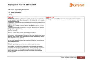 Karşılaştırmalı Yeni TTK & Mevcut TTK


D) Ek ödeme ve yan edim yükümlülükleri

I - Ek ödeme yükümlülüğü

1. Kural

YENİ TTK                                                                          MEVCUT TTK
MADDE 603- (1) Ortaklar şirket sözleşmesiyle, esas sermaye payı bedeli            6762 sayılı mevcut Türk Ticaret Kanununda karşılığı bulunmamaktadır.
dışında ek ödeme ile de yükümlü tutulabilirler. Ortaklardan bu yükümlülüğün
yerine getirilmesi ancak,
a) Şirket esas sermayesi ile kanuni yedek akçeler toplamının şirketin zararını
karşılayamaması,
b) Şirketin bu ek araçlar olmaksızın işlerine gereği gibi devamının mümkün
olmaması,
c) Şirket sözleşmesinde tanımlanan ve özkaynak ihtiyacı doğuran diğer bir
hâlin gerçekleşmiş bulunması,
hâllerinde istenebilir.

(2) İflasın açılması ile ek ödeme yükümlülüğü muaccel olur.

(3) Ek ödeme yükümlülüğü şirket sözleşmesinde ancak esas sermaye payını
esas alan belirli bir tutar olarak öngörülebilir. Bu tutar esas sermaye payının
itibarî değerinin iki katını aşamaz.

(4) Her ortak, sadece kendi esas sermaye payına düşen ek ödemeyi yerine
getirmekle yükümlüdür.

(5) Şartlar gerçekleşmişse, ek ödemeler müdürler tarafından istenir.

(6) Ek ödeme yükümlülüğünün azaltılması veya kaldırılması ancak esas
sermaye ile kanuni yedek akçeler toplamının zararları tamamen karşılaması
hâlinde mümkündür. Ek ödeme yükümlülüğünün azaltılmasına veya
kaldırılmasına esas sermayenin azaltılması hakkındaki hükümler kıyas
yoluyla uygulanır.




                                                                                                               Ticaret Şirketleri | Limited Şirket   230
 