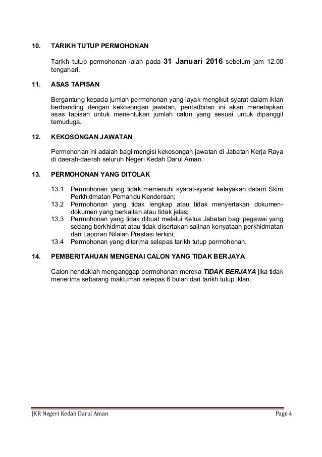 Iklan Jawatan Kosong Jabatan Kerja Raya 2016 di Kedah