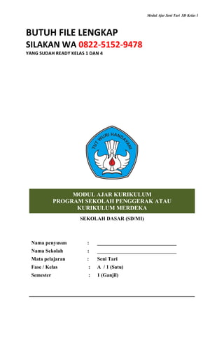Download Modul Ajar Seni Tari Kelas 1 Kurikulum Merdeka Terbaru 2025 | PDF