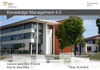 Knowledge Management 4.0
Lessons learnt from IT trends
Prof. Dr. René Peinl Graz, 18.10.2016
 