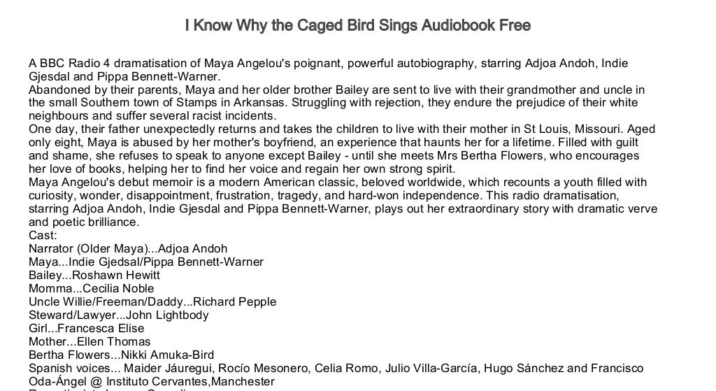 i know why the caged bird sings sparknotes