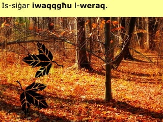 Is-siġar  iwaqqgħu  l- weraq . 