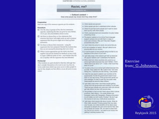 Reykjavik 2015
Exercise
from: G.Johnson,
 