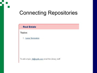 Connecting Repositories
 