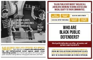 Black defenders share lived experience with impacted
communities. Black defenders are experts who understand how
law and i...