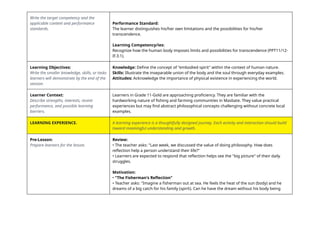 Self Performance Review Examples Pdf Understanding the Human Person as an Embodied Spirit: Philosophy Lesson ...