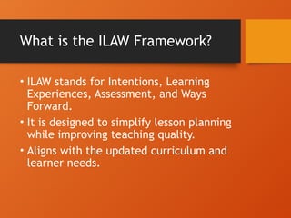 Ilaw Example ILAW Lesson Planning Framework: Simplified, Learner-Centered Teaching ...