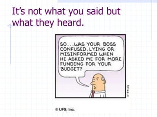 It’s not what you said but
what they heard.
 