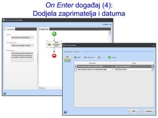 On Enter događaj (4):
Dodjela zaprimatelja i datuma
 