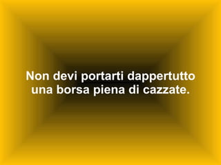 Non devi portarti dappertutto una borsa piena di cazzate. 
