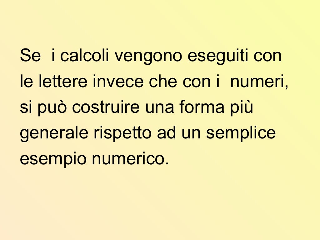 Il calcolo letterale