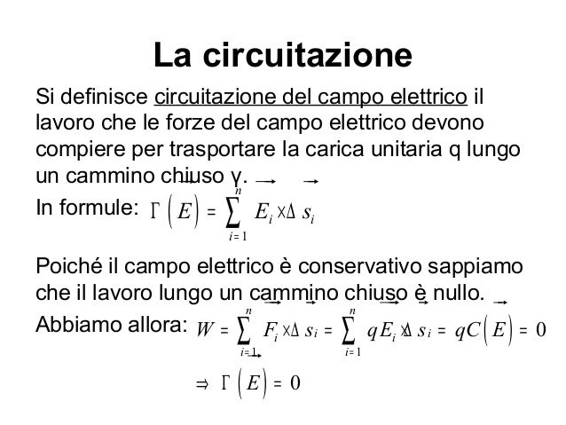Circuitazione Del Campo Elettrico Formula