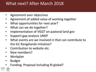 Update on International Land Coalition Rangelands Initiative—Global component