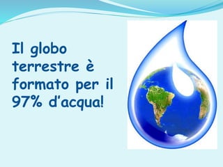Il globo
terrestre è
formato per il
97% d’acqua!
 