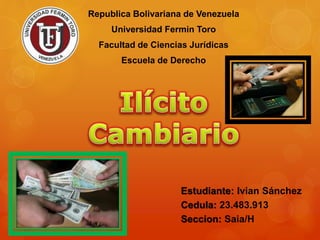 Republica Bolivariana de Venezuela
Universidad Fermin Toro
Facultad de Ciencias Jurídicas
Escuela de Derecho
Estudiante: Ivian Sánchez
Cedula: 23.483.913
Seccion: Saia/H
 