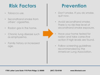 Risk Factors                                                Prevention
•  Tobacco use.                                    ...