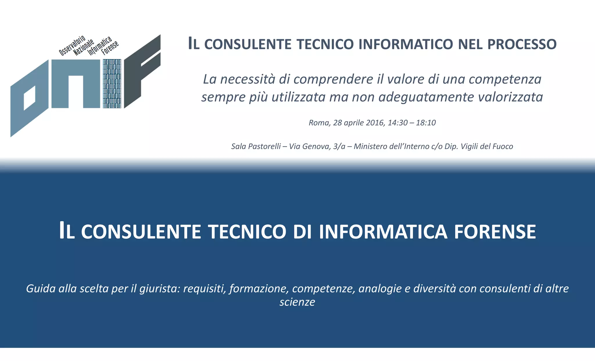 Il consulente tecnico di informatica forense | PDF