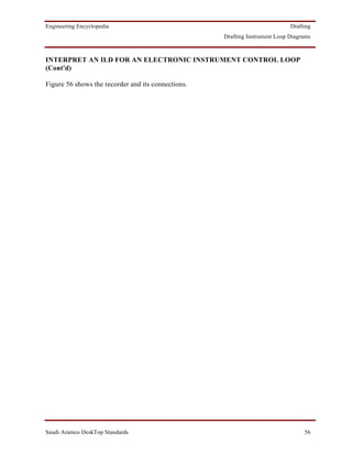 Engineering Encyclopedia                                                     Drafting
                                                    Drafting Instrument Loop Diagrams



INTERPRET AN ILD FOR AN ELECTRONIC INSTRUMENT CONTROL LOOP
(Cont'd)

Figure 56 shows the recorder and its connections.




Saudi Aramco DeskTop Standards                                                    56
 