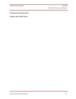 Engineering Encyclopedia                                  Drafting
                                 Drafting Instrument Loop Diagrams



Instrument Systems(Cont'd)

Foxboro Spec 200 (Cont'd)




Saudi Aramco DeskTop Standards                                 69
 