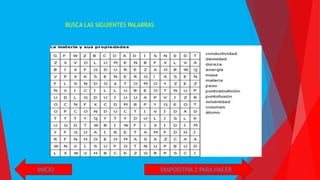 INICIO
BUSCA LAS SIGUIENTES PALABRAS
DIAPOSITIVA 2 PARA HACER
 