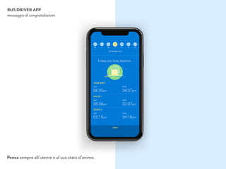 BUS DRIVER APP
messaggio di congratulazioni
Pensa sempre all’utente e al suo stato d’animo.
 