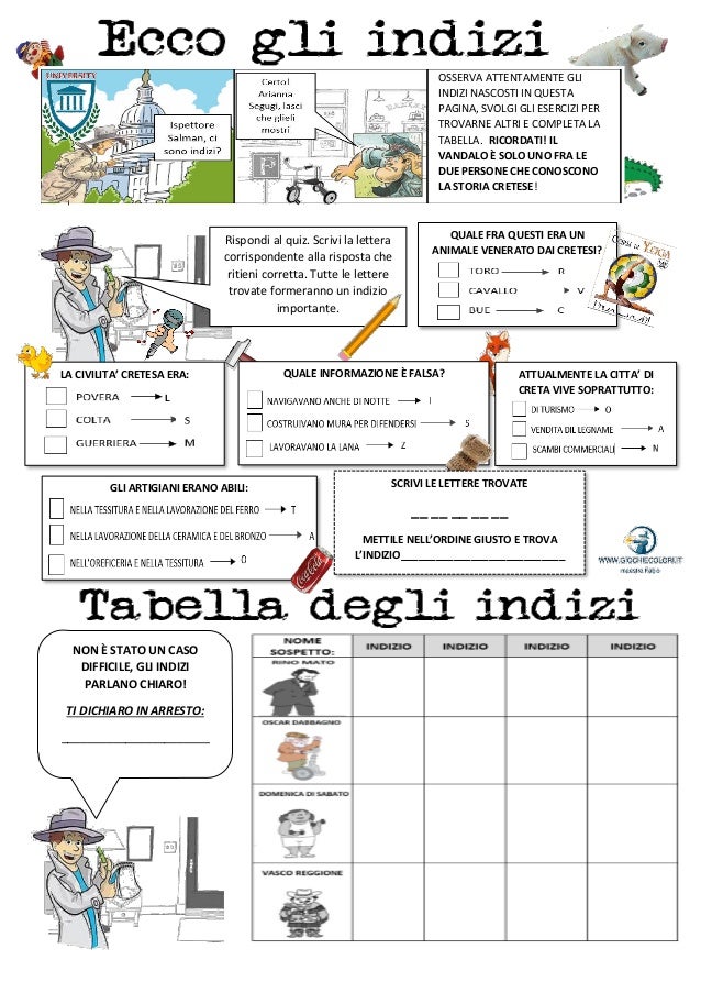 La Civilta Cretese E Minoica Scheda Di Verifica Per La Classe Quarta