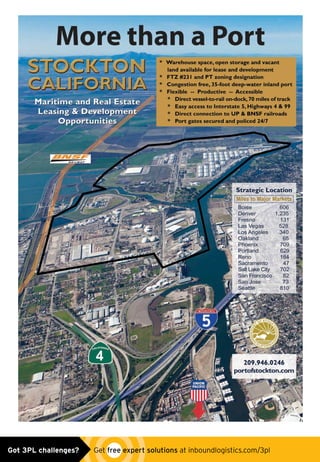 Stockton_ad0515.indd 1 5/12/15 10:46 AMGot 3PL challenges?  Get free expert solutions at inboundlogistics.com/3pl
 