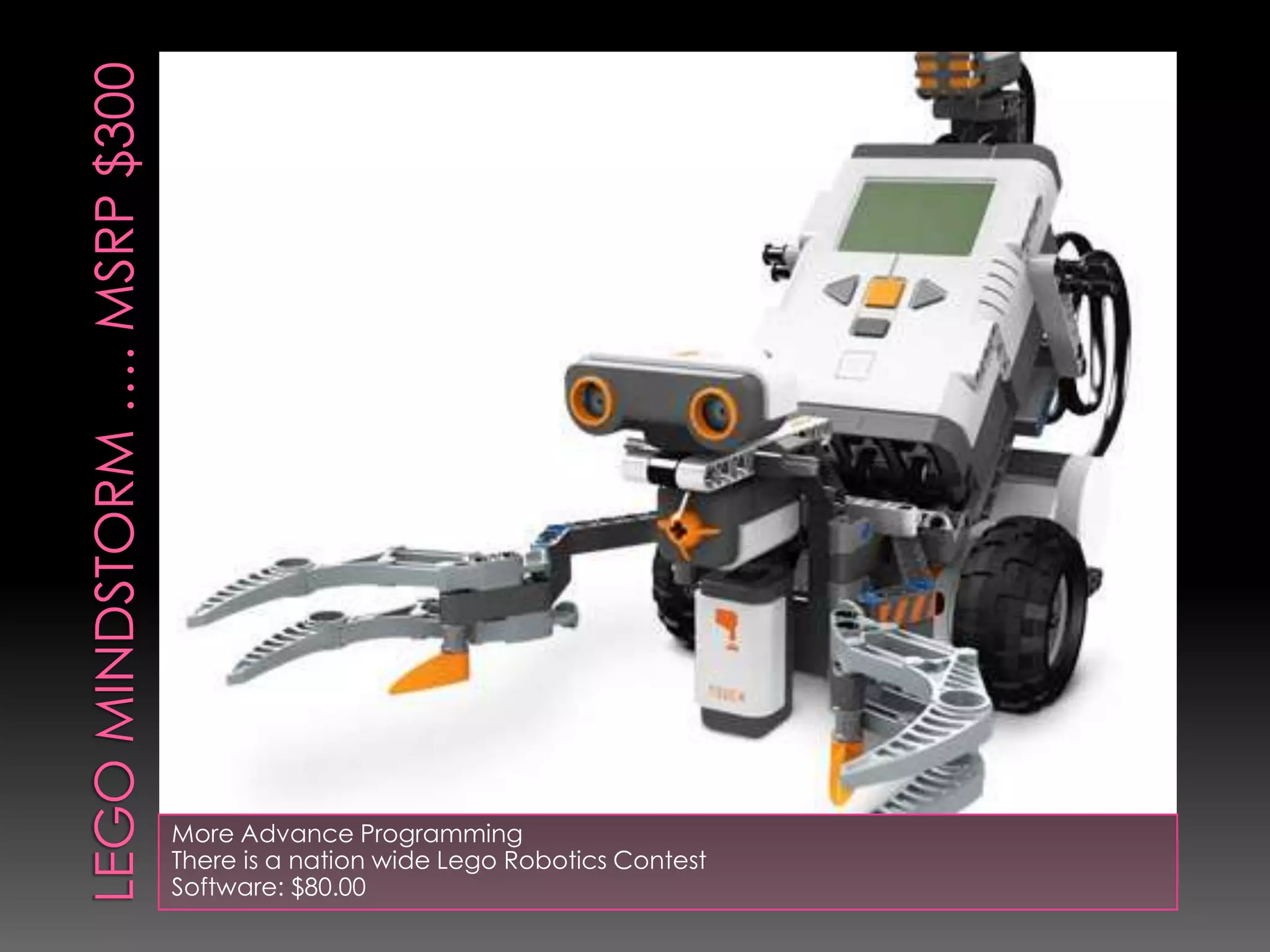 More Advance Programming
There is a nation wide Lego Robotics Contest
Software: $80.00
 