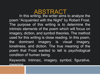 I Poetry Intrinsic Element Analysis Imagery Diction And Symbol In