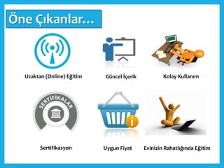Uzaktan (Online) Eğitim Kolay Kullanım
Sertifikasyon Uygun Fiyat Evinizin Rahatlığında Eğitim
Güncel İçerik
Öne Çıkanlar…
 