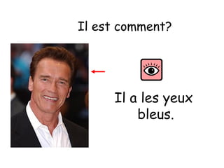 Il est comment?

Il a les yeux
bleus.

 