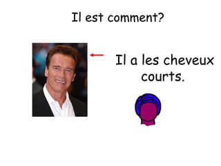 Il est comment?

Il a les cheveux
courts.

 