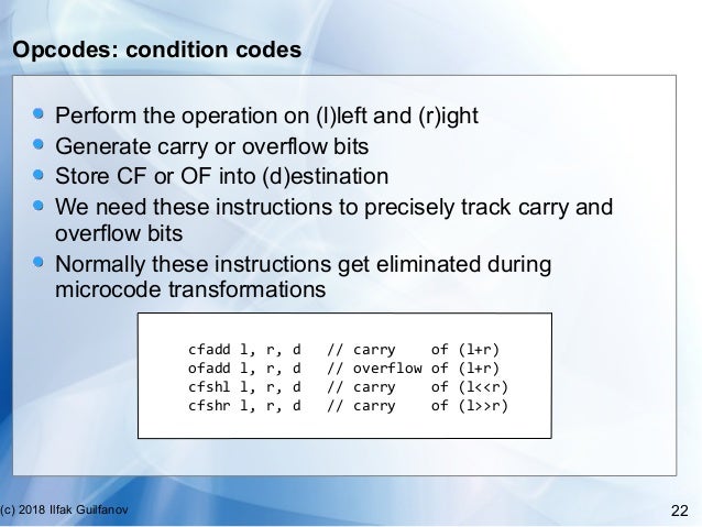Ilfak Guilfanov - Decompiler internals: Microcode [rooted2018]