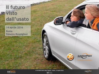 IL FUTURO VISTO DALL’USATO – Roma, 14 aprile 2016
Il futuro
visto
dall’usato
14 aprile 2016
Roma
Palazzo Rospigliosi
 