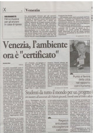 Il Gazzettino di Venezia: VENEZIA, L'AMBIENTE ORA E' CERTIFICATO (28 Marzo 2012)