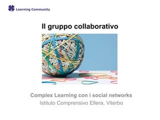 Il gruppo collaborativo
Complex Learning con i social networks
Istituto Comprensivo Ellera, Viterbo
 