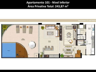 Apartamento 101 - Nível InferiorÁrea Privativa Total: 243,87 m²