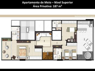 Apartamento de Meio – Nível SuperiorÁrea Privativa: 187 m²